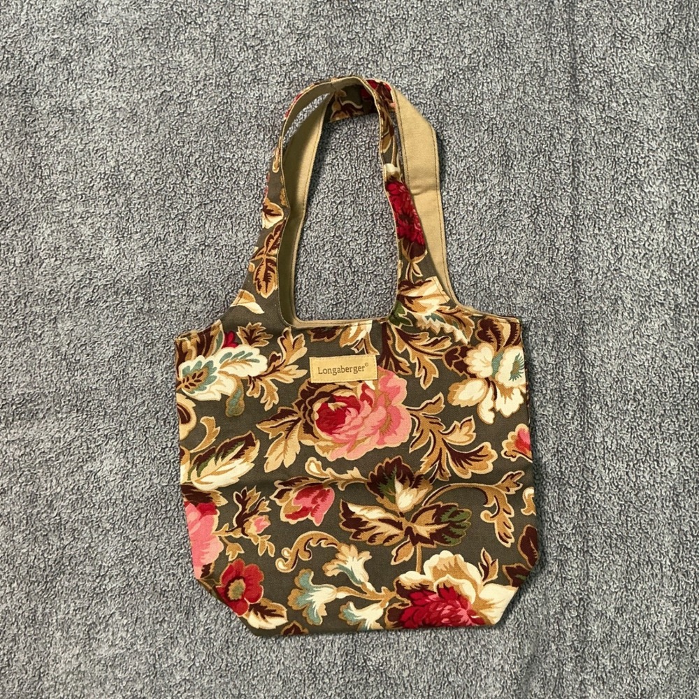Longaberger Majolica Garden Small Grocery Tote Floral Canvas Bag 23731245